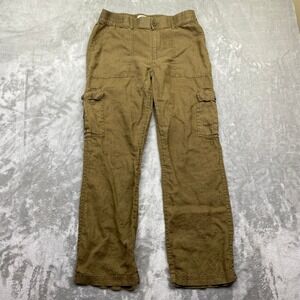 Michael Stars Linen Cargo Pants Brown Elastic Waist Cropped Casual Womens Size M